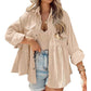 Corduroy Ruffle Sleeve Button Shirt Jacket