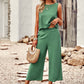 Solid Color Sleeveless Top + Cropped Pants Set