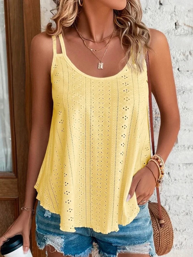 Round Neck Jacquard Tank Top-10 Colors