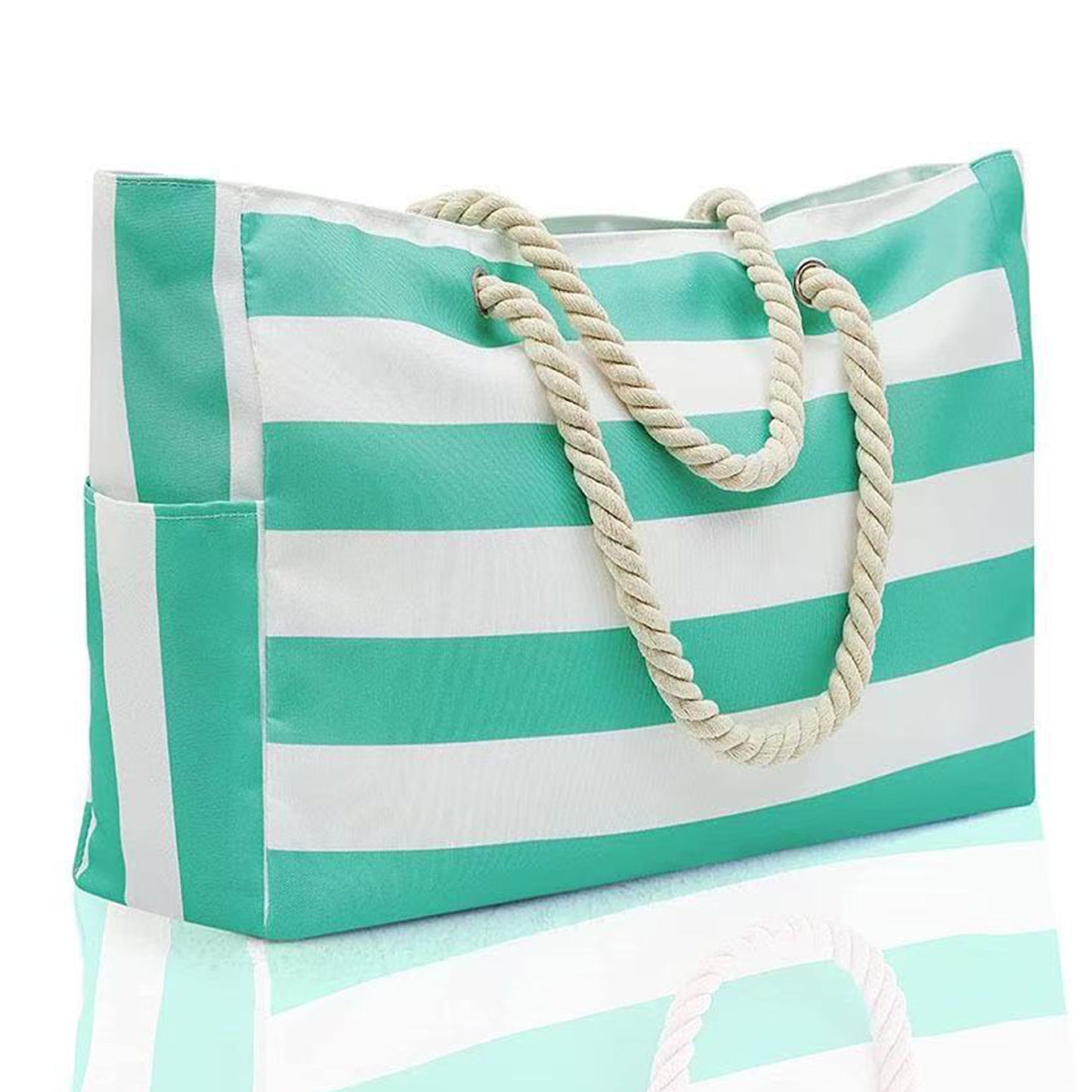 Custom Beach Bag Striped Canvas Tote