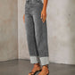 High Rise Straight Cuff Jeans