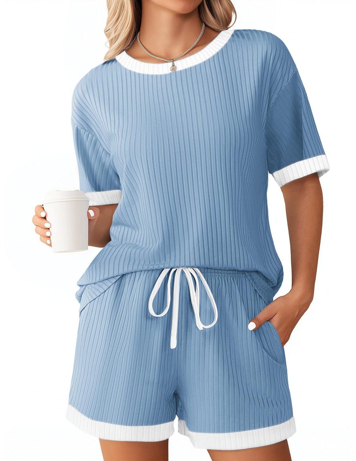 Cozy Ribbed Contrast Lounge Set