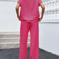 Stripe Round Neck Tee and Pant Set