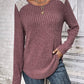 Ribbed Brushed Lace Long-sleeve Top