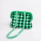 Striped Knit Cloud Frame Clutch Crossbody Bag