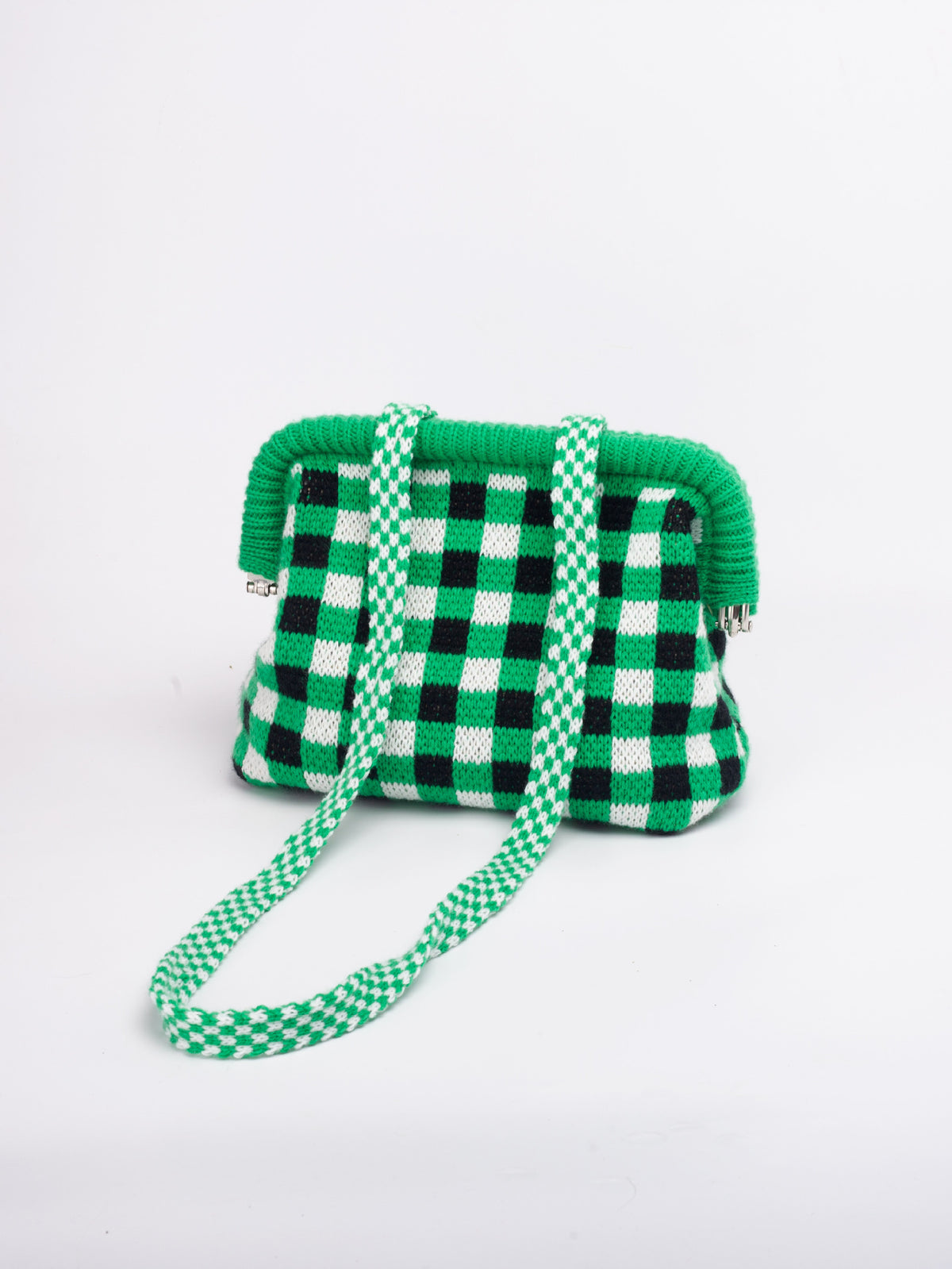 Striped Knit Cloud Frame Clutch Crossbody Bag