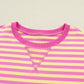 Stripe Drop Shoulder Boxy Casual Terry Short Set