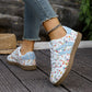 Floral Print Color Block Detail Lace Up Shoes