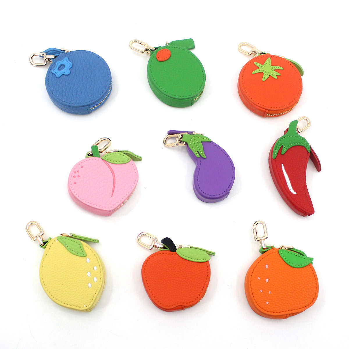 Cute Embroidered Leather Fruit-Shaped Chili Pepper Coin Purse