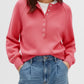 Crew Neck Button Front Knit Pullover
