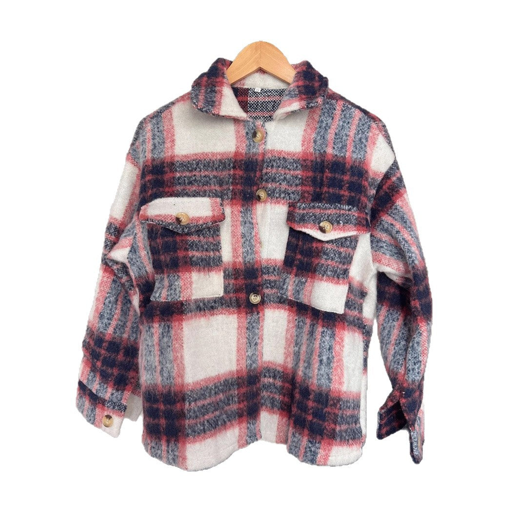 Plaid Short Woolen Thick Coat