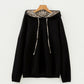 Elastic Cuffs Leopard Contrast Drawstring Hoodie