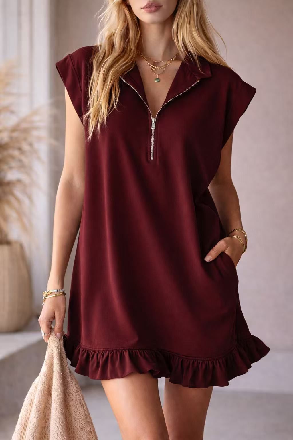 Scuba 1/2 Zip Pocket Dress