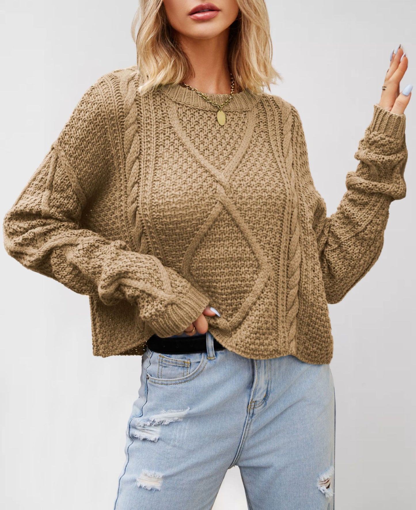 Large Size Loose Chunky Knit Pullover Sweater