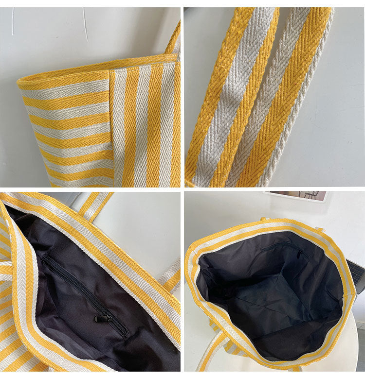 Large Capacity Striped Tote Bag