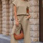 Textured Top and Wide-leg Pants Set