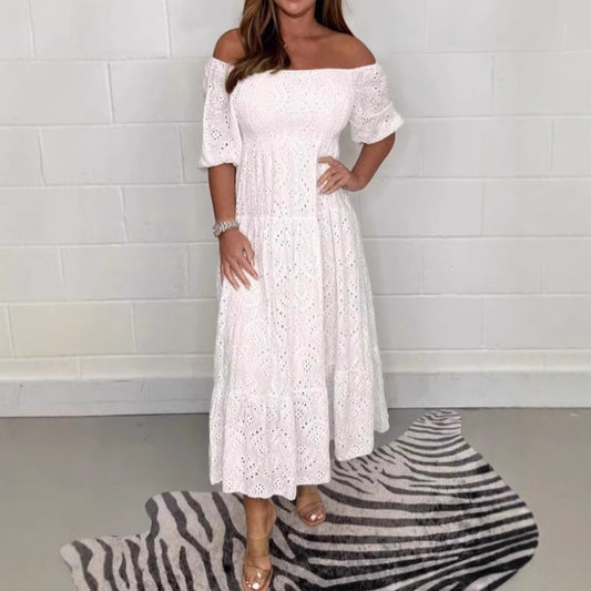 Solid Embroidered Maxi Dress