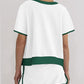 2Pcs Set Colorblock Edge Drop Shoulder T Shirt and Skirt