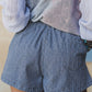 Stripe Drawstring Elastic Waist Casual Denim Shorts