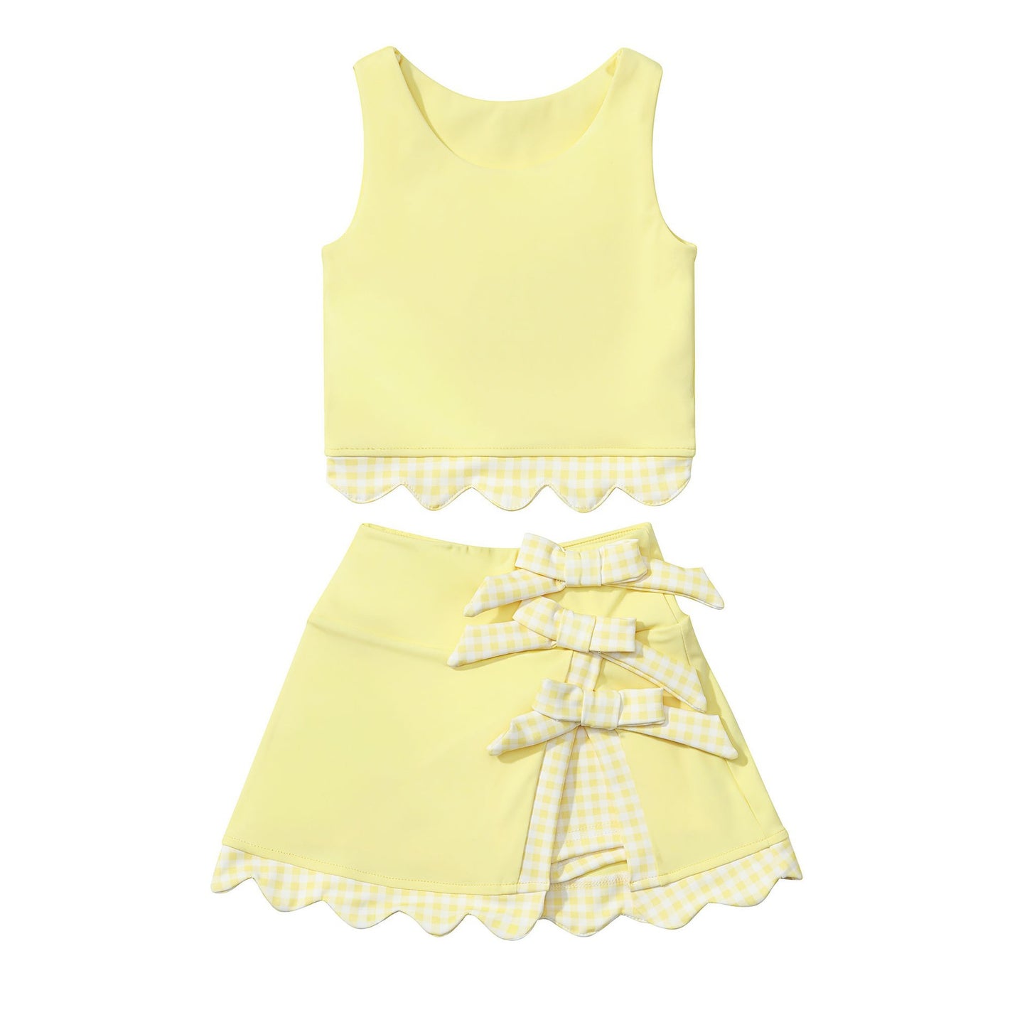 Custom Text Logo Girls' Sleeveless Top and Skirt Two-Piece Set