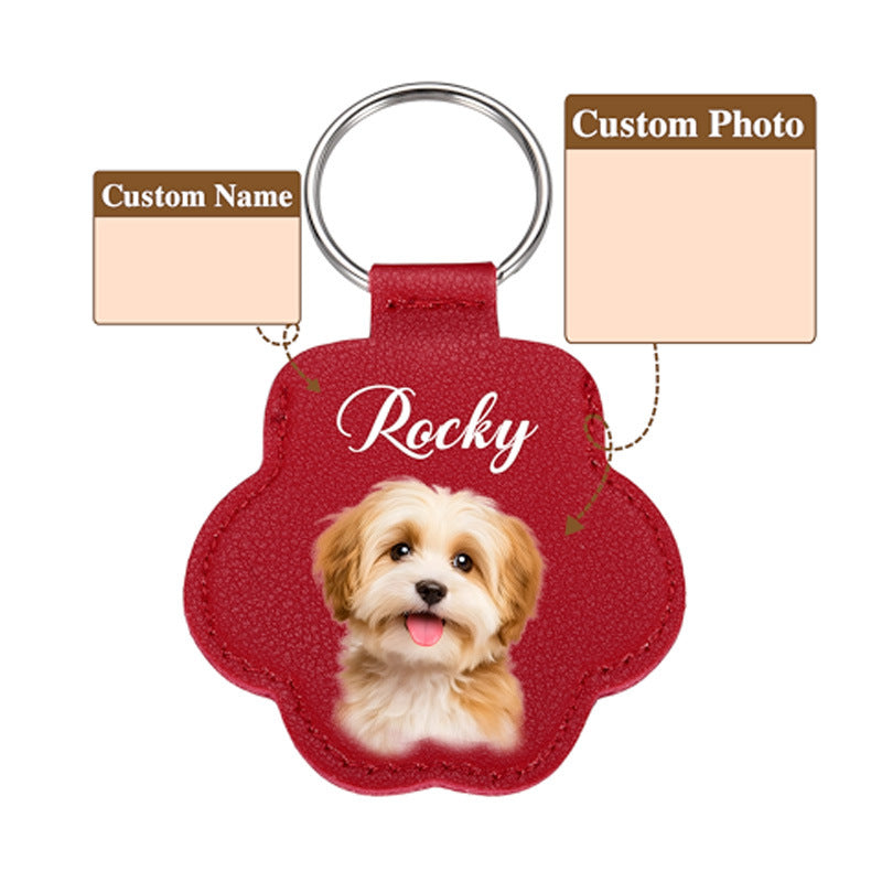 Custom Pet Memorial PU Leather Keychain
