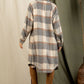 Checkered Lapel Pocket Long Coat