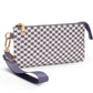 Checkered Woven Clutch Wristlet PU Leather Large Size Patterned Wallet