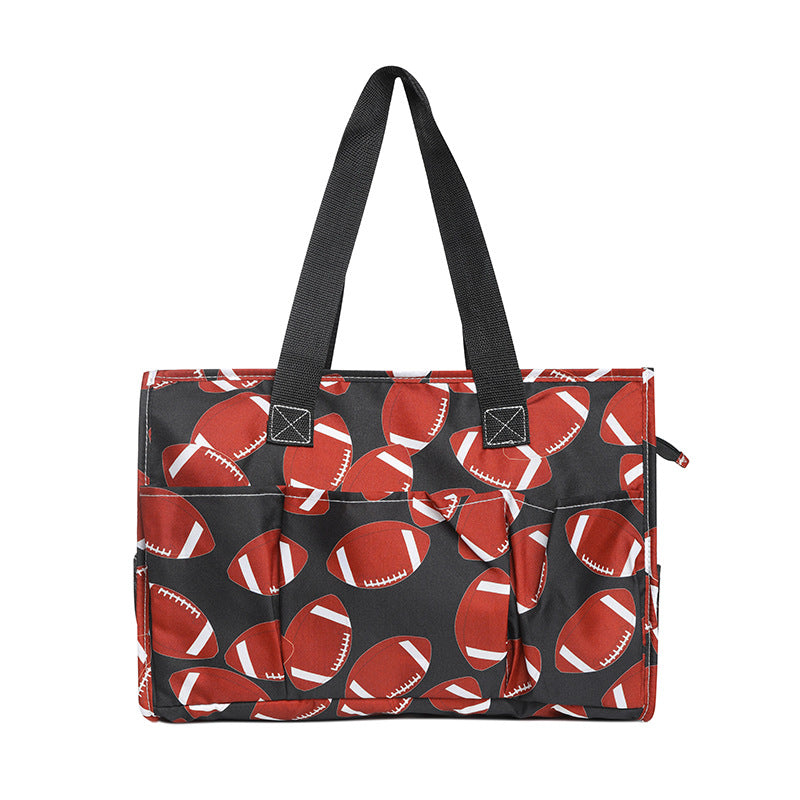 Ball Sports Print Multi-Pocket Utility Tote Bag