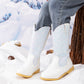 Kid Sequined Velvet Warm Round Toe Boots