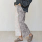 Multicolour Retro Floral Leopard Contrast Patchwork Raw Hem Jeans