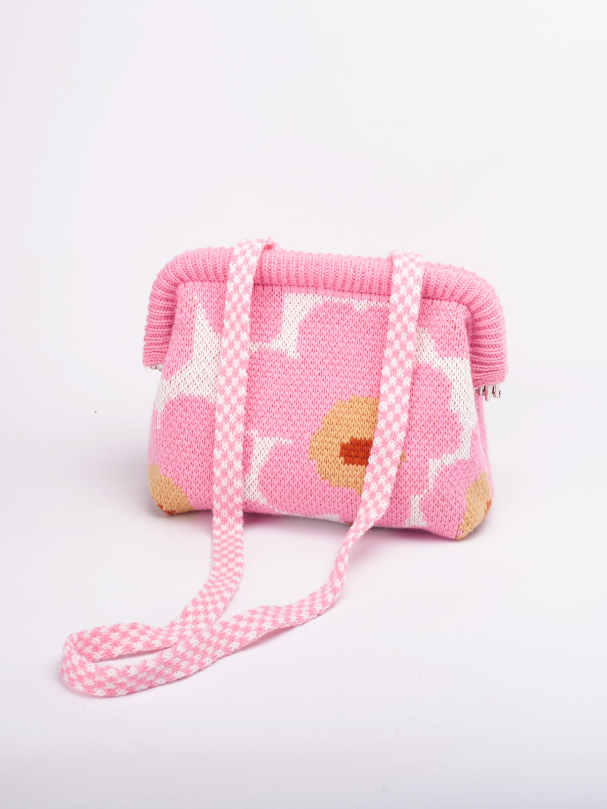 Striped Knit Cloud Frame Clutch Crossbody Bag