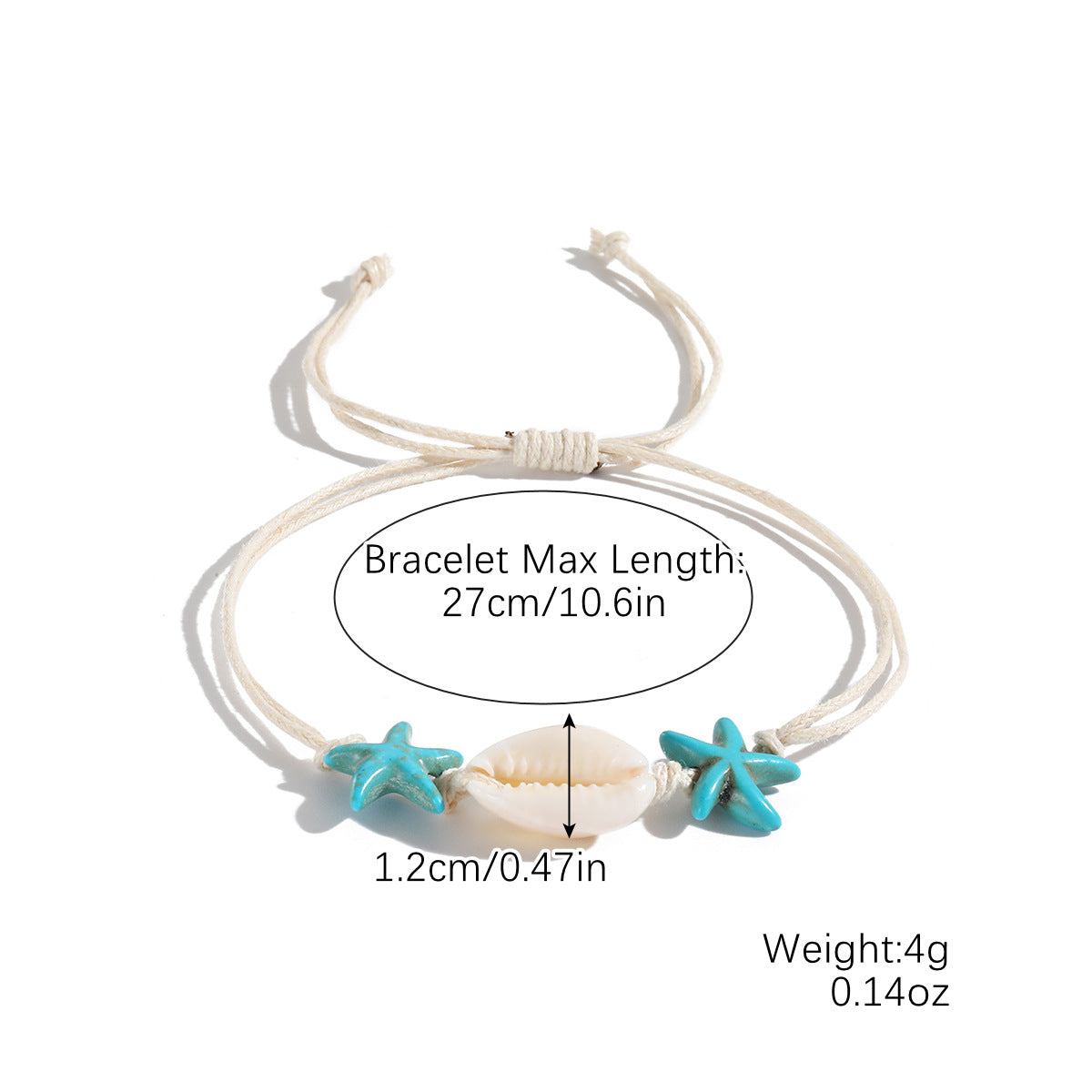 Marine Style Starfish Shell Turquoise Shell Beaded Chain Stretch Bracelets