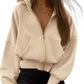 Women's Zip-Up Long Sleeve Fleece Hooded Sweatshirt Jacket