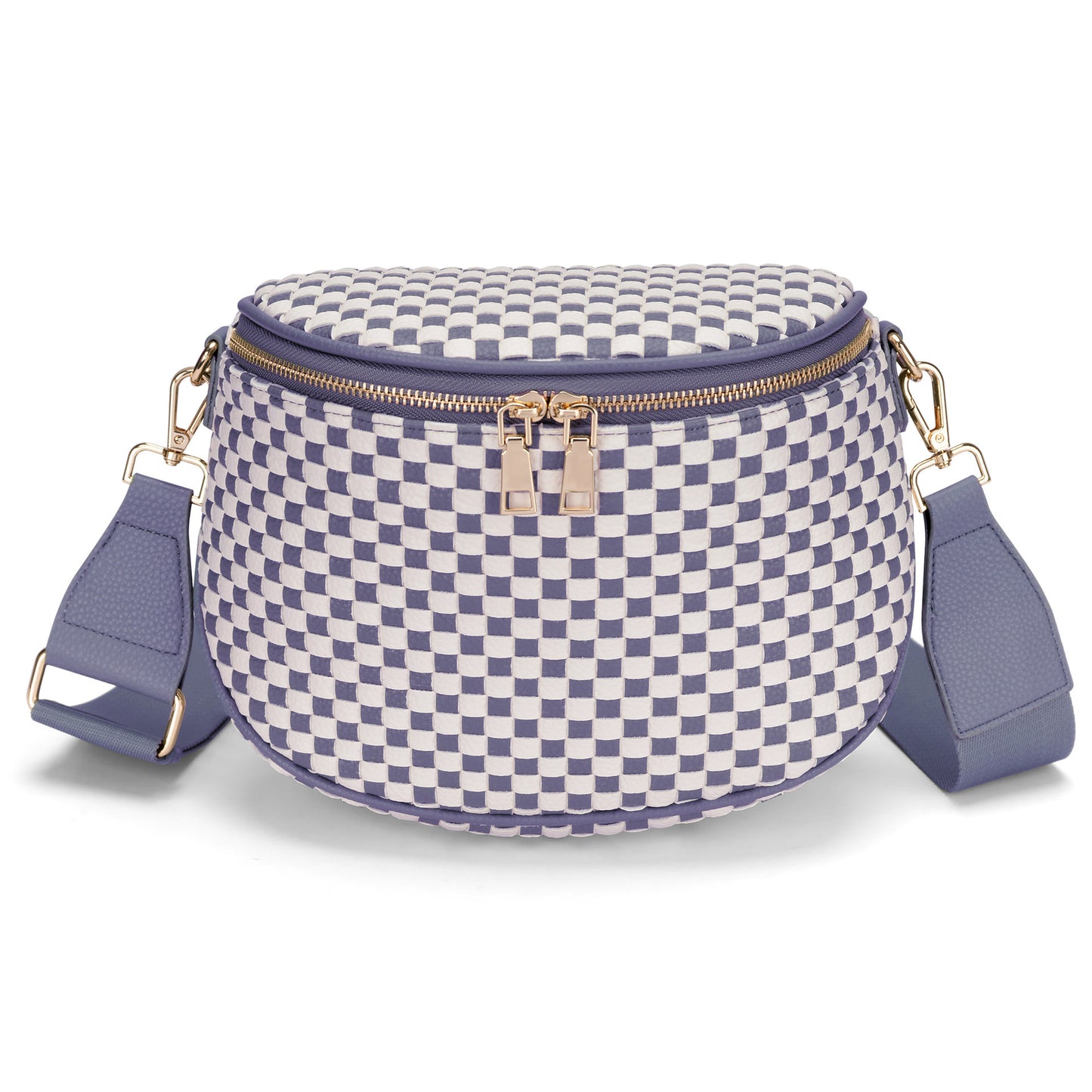 Trendy Woven Checkered Crossbody Bum Bag for Women
