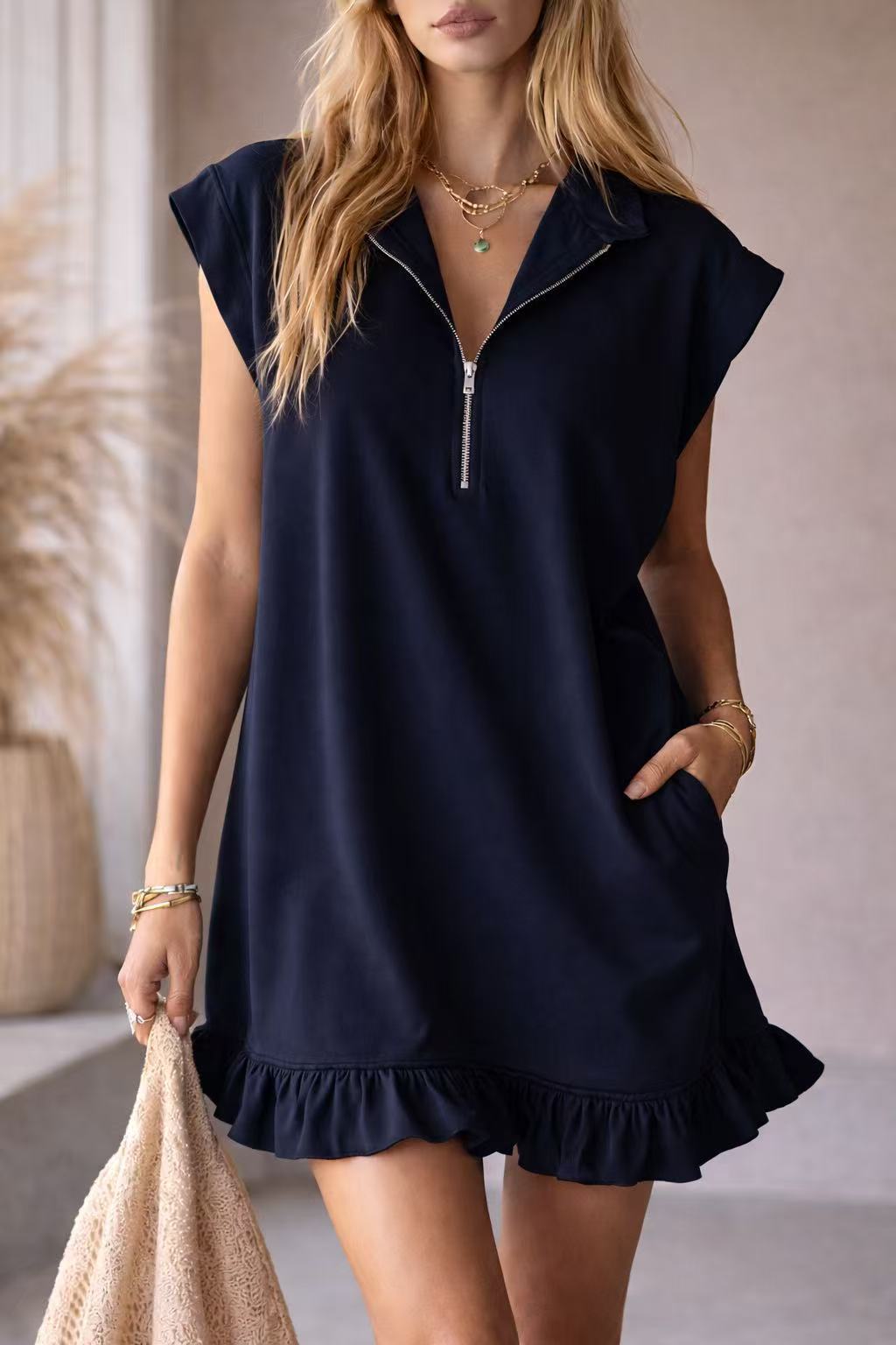 Scuba 1/2 Zip Pocket Dress