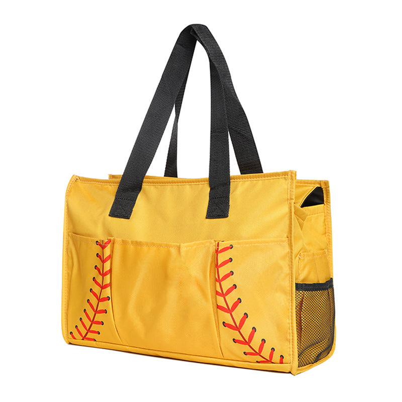 Ball Sports Print Multi-Pocket Utility Tote Bag