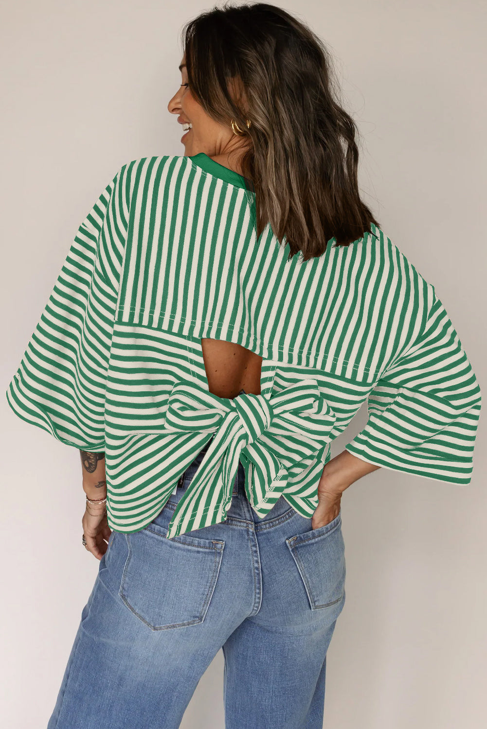 Striped Back Bow Tie T-Shirt