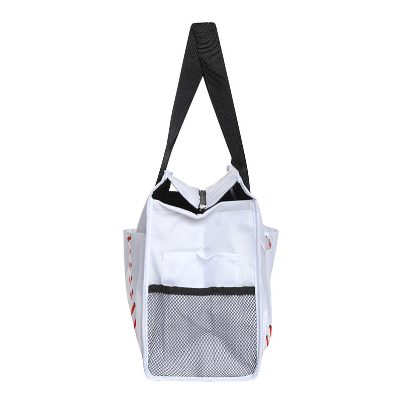 Ball Sports Print Multi-Pocket Utility Tote Bag