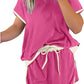 2Pcs Set Colorblock Edge Drop Shoulder T Shirt and Skirt
