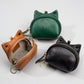 Mini Leather Cat-Ear Coin Purse Keychain