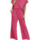 Stripe Round Neck Tee and Pant Set