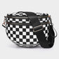 Checkered Crossbody Bag with Detachable Pouch