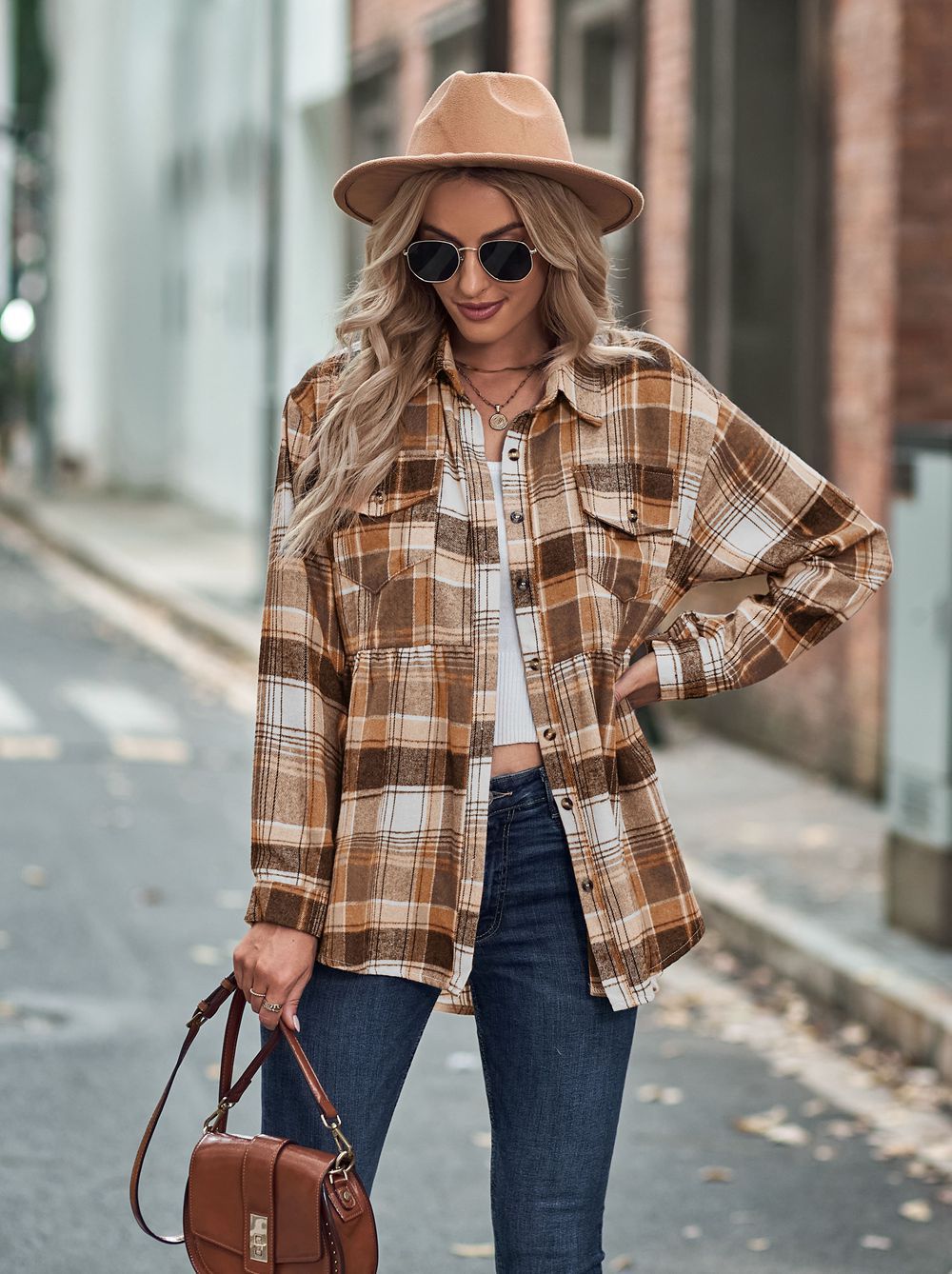 Pocket Long Sleeve Check Shirt