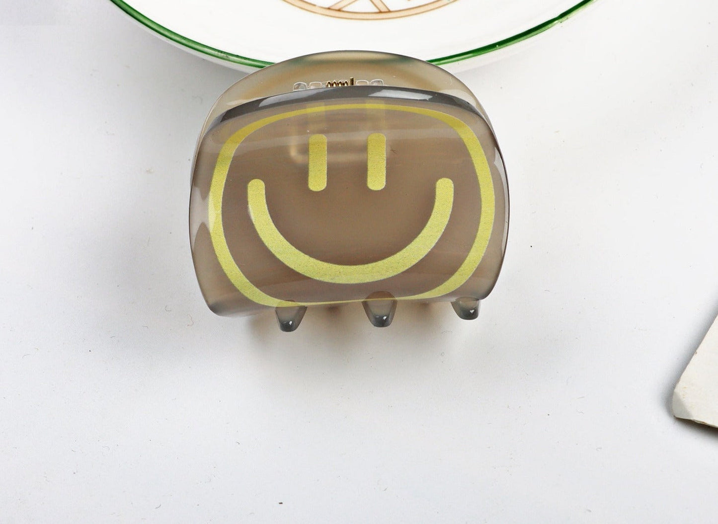 Acrylic Printed Smiley Grab Clip(moq:3)