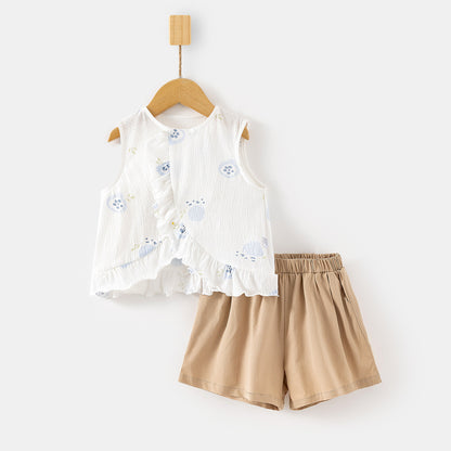 Baby Girl Vest Shorts Two Piece Set