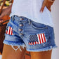 Mid-rise Printed Patch Denim Shorts