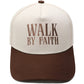 "Walk by Faith" Embroidered Retro Color-Block Trucker Hat
