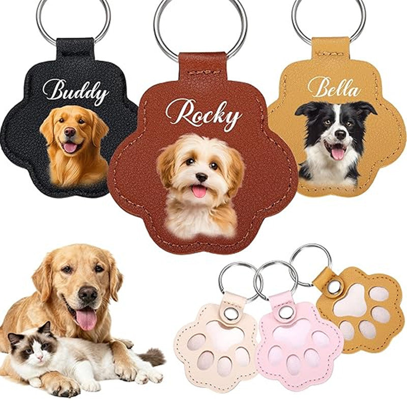 Custom Pet Memorial PU Leather Keychain