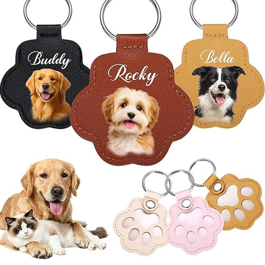 Custom Pet Memorial PU Leather Keychain