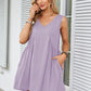 V-neck Sleeveless Pleated Pocket Dress